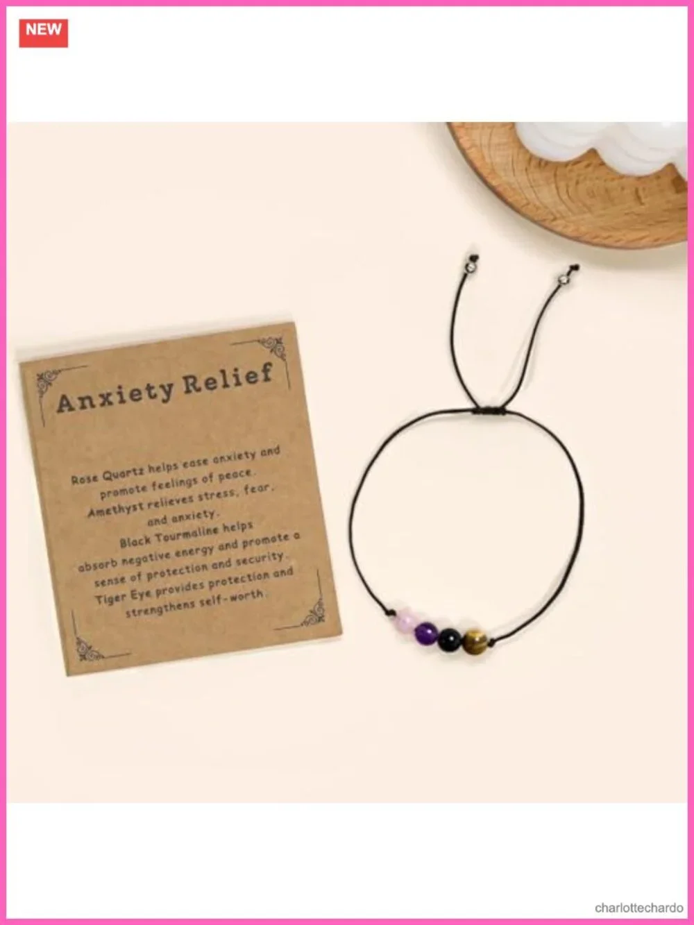 Anxiety Relief Crystal Bracelet Adjustable Healing Stone Gift